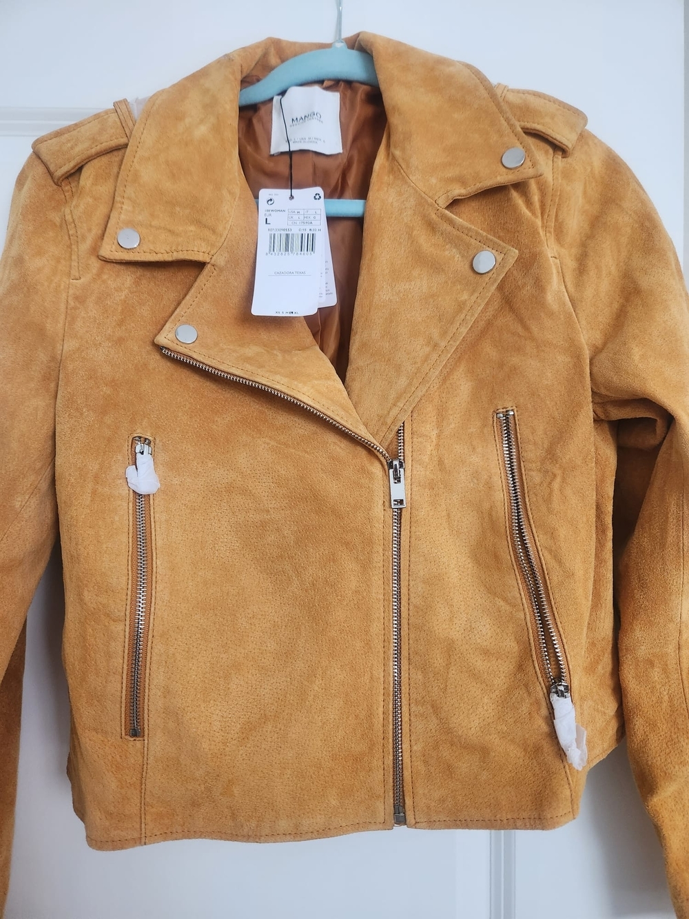 Mango Suede Biker Jacket - Mustard
